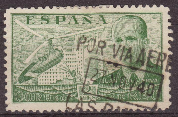 España 1939 885 Sello º Juan de la Cierva y Autogiro 2p Timbre Espagne Espana stamps Spain Briefmarken Spanien francobolli Spagna